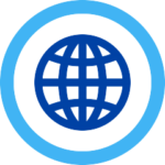 blue globe in circle