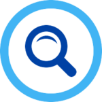 large magnifying glass in blue