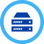 Dark blue server in lighter blue circle