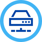 single server outline in blue cicle