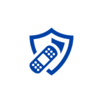 bandage over shield in blue