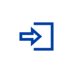 log out symbol in blue