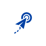 paper airplane pushing button in blue