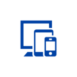 computer, tablet, phone in blue