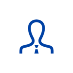outline of person with tie in blue