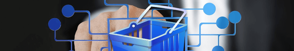 quick_shoppingcart_heading Quick Shopping Cart® header for White Horse Domains. Finger pushing on picture of hand held shopping basket.